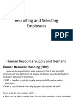 HR Planning, Recruitment and Selection
