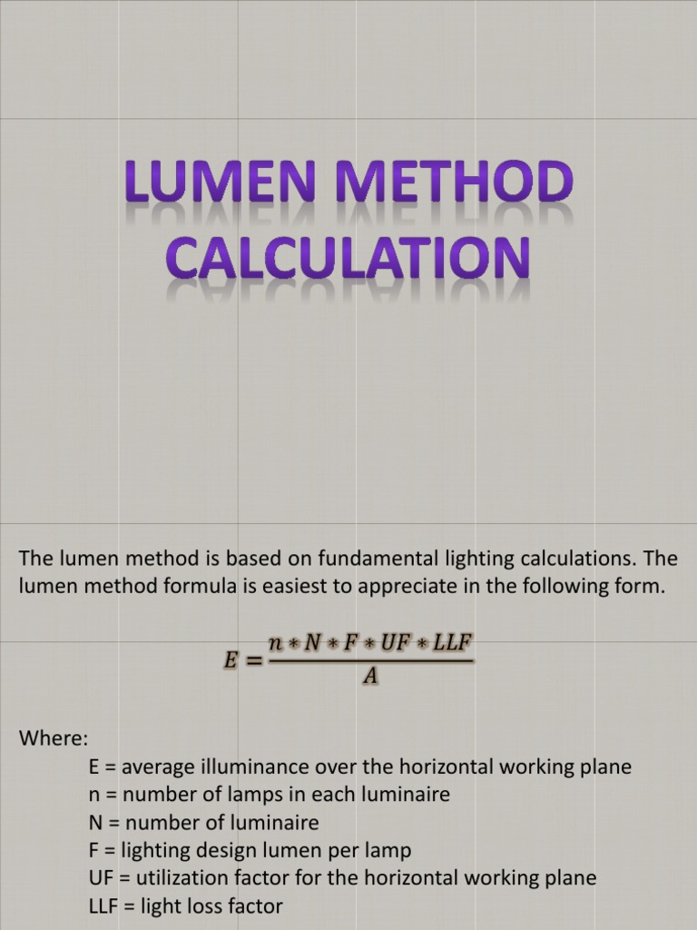 Lumen Method Calculation PDF Lighting Optics