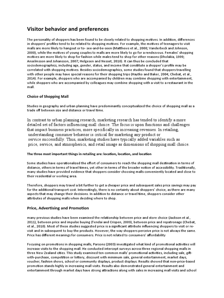 Shopper Behavior & Mall Preferences | PDF | Retail | Shopping Mall