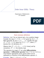 Higher Order Linear Odes: Theory: Department of Mathematics Iit Guwahati