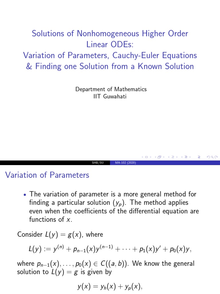 Lectures 8 9 Ordinary Differential Equation Equations