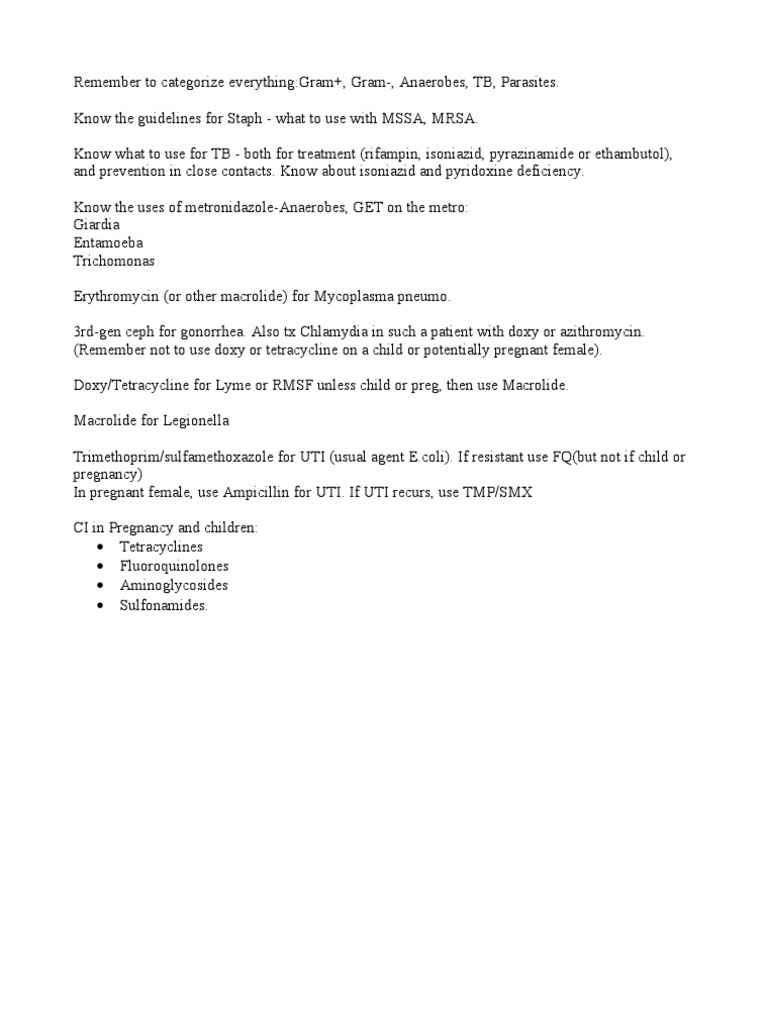 Antibiotics And Mnemonics Pdf Hepatitis Anemia