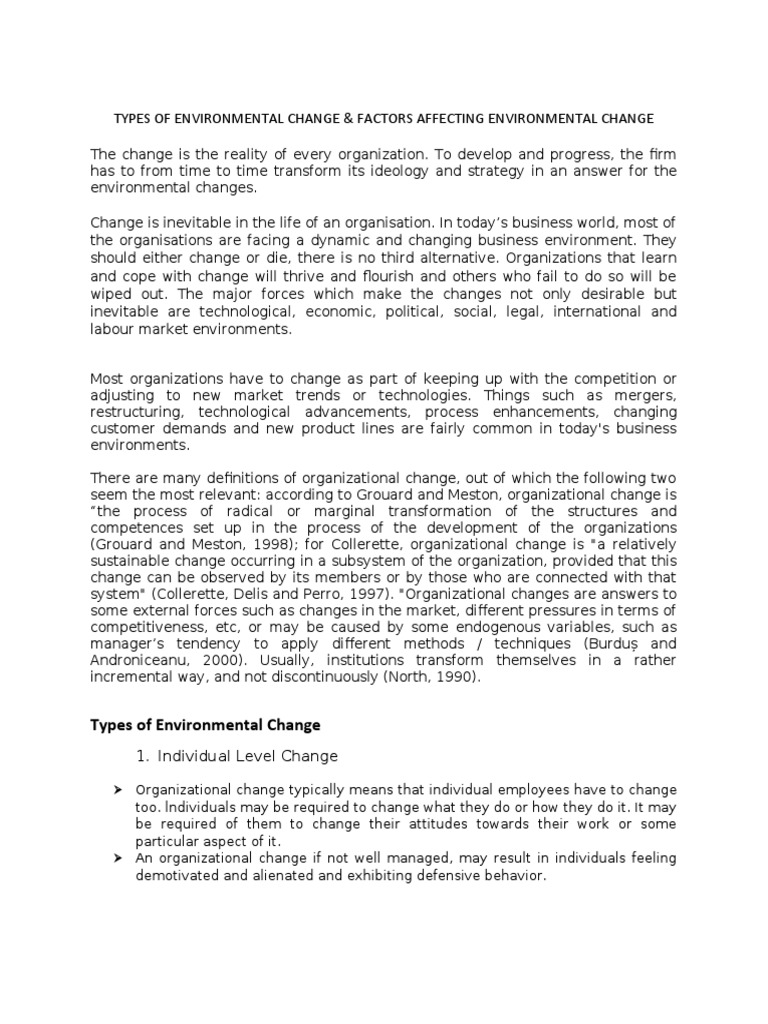 Types of Environmental Change & Factors Affecting Environmental Change ...