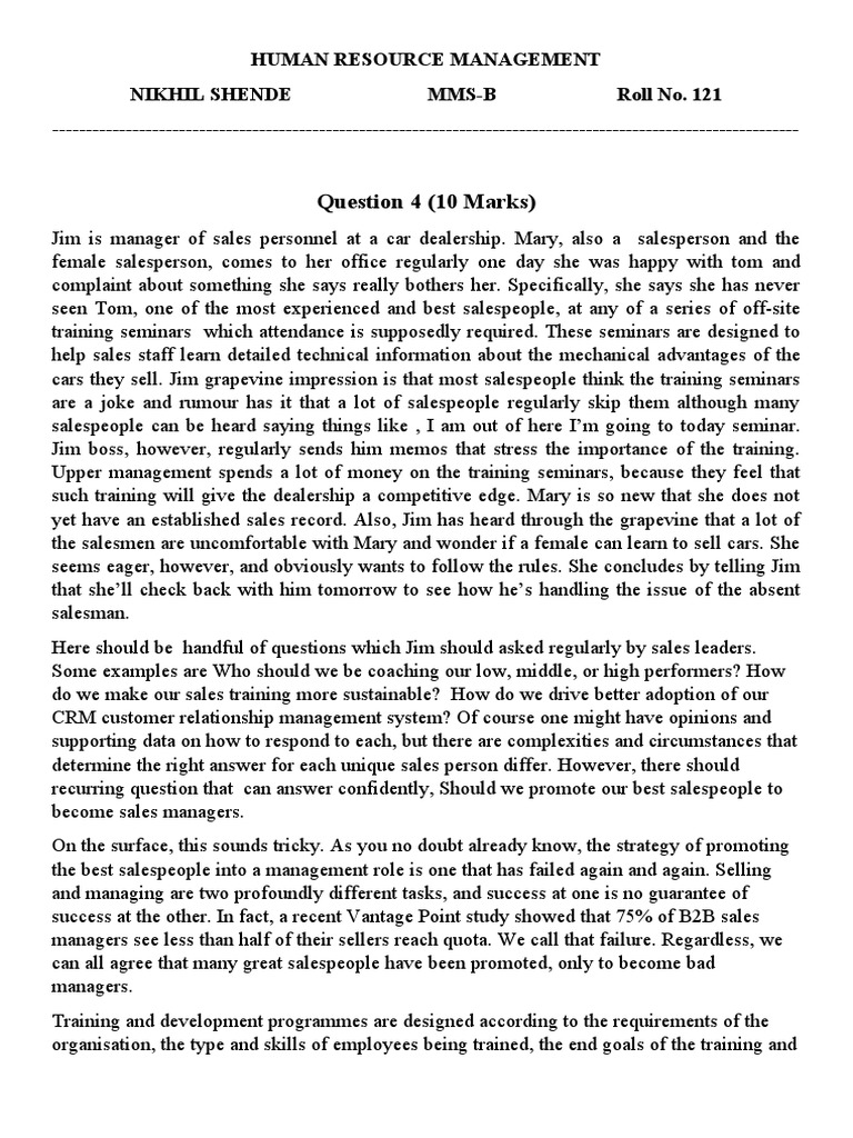 Question 4 (10 Marks) | PDF | Sales | Customer Relationship Management