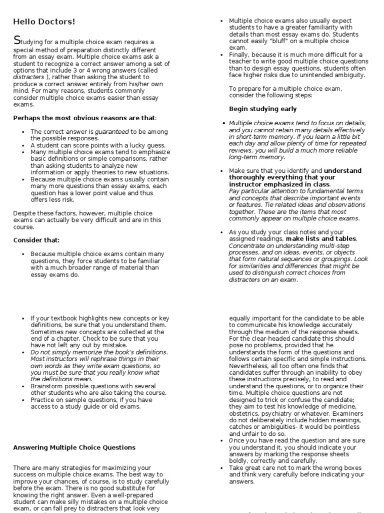 Mastering Multiple Choice Exams | PDF | Multiple Choice | Question