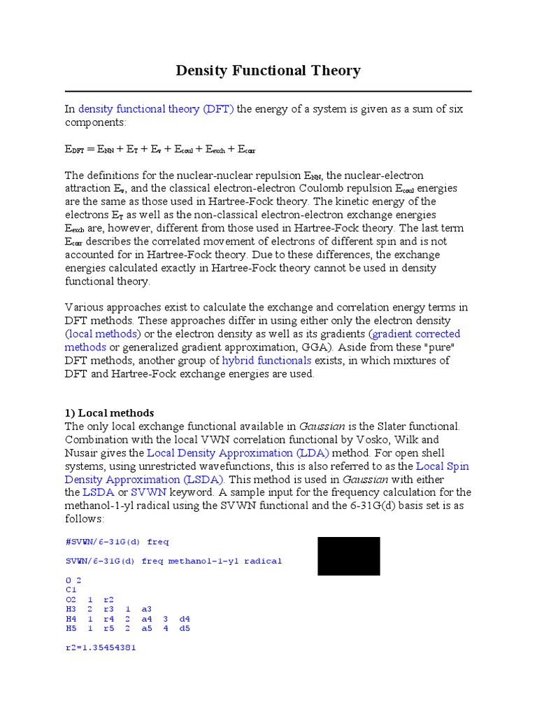 Density Functional Theory | PDF | Density Functional Theory | Hartree ...