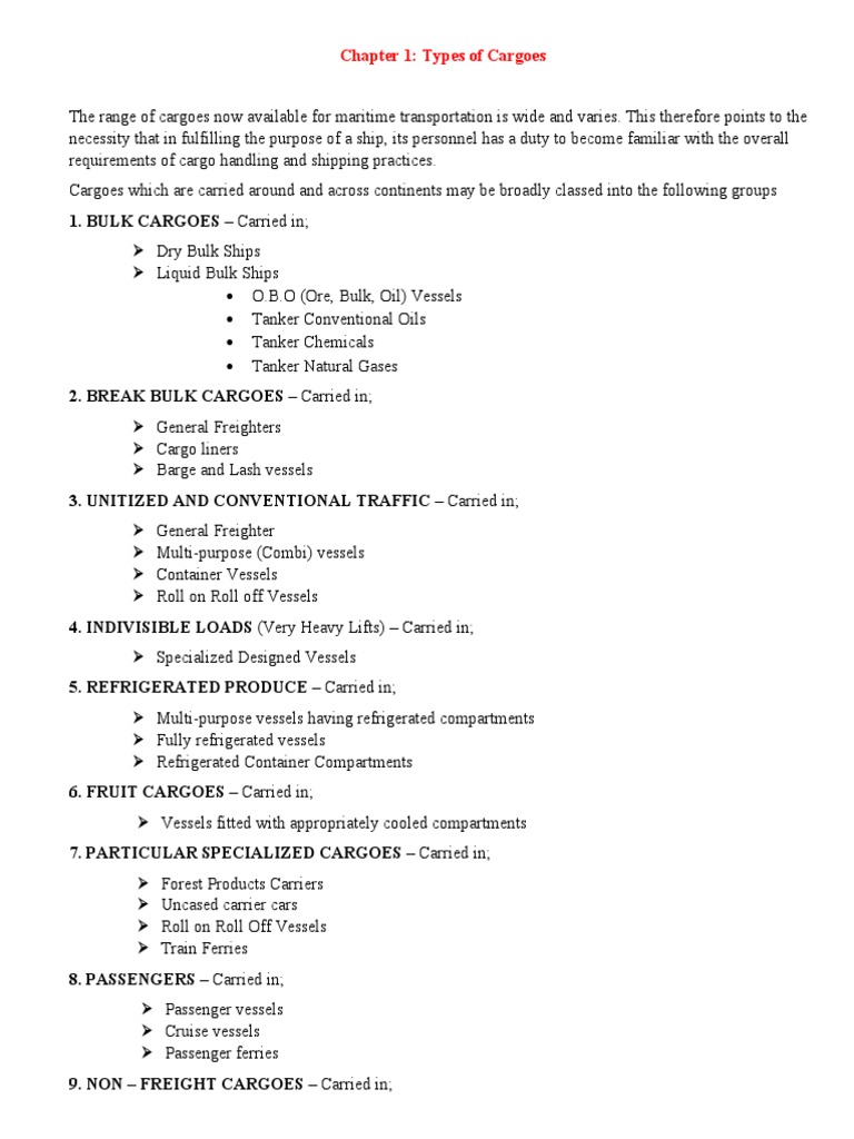 Types and Handling of Maritime Cargoes | PDF | Ships | Cargo