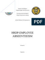 Hrdp-Employee Abseenteeism: Republic of The Philippines Tiniguiban Heights, Puerto Princesa City