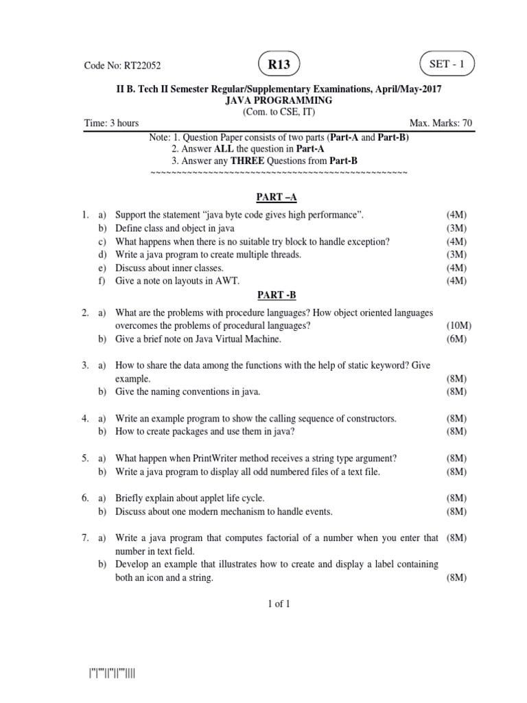 Java Programming Question Paper | PDF | Java (Programming Language ...