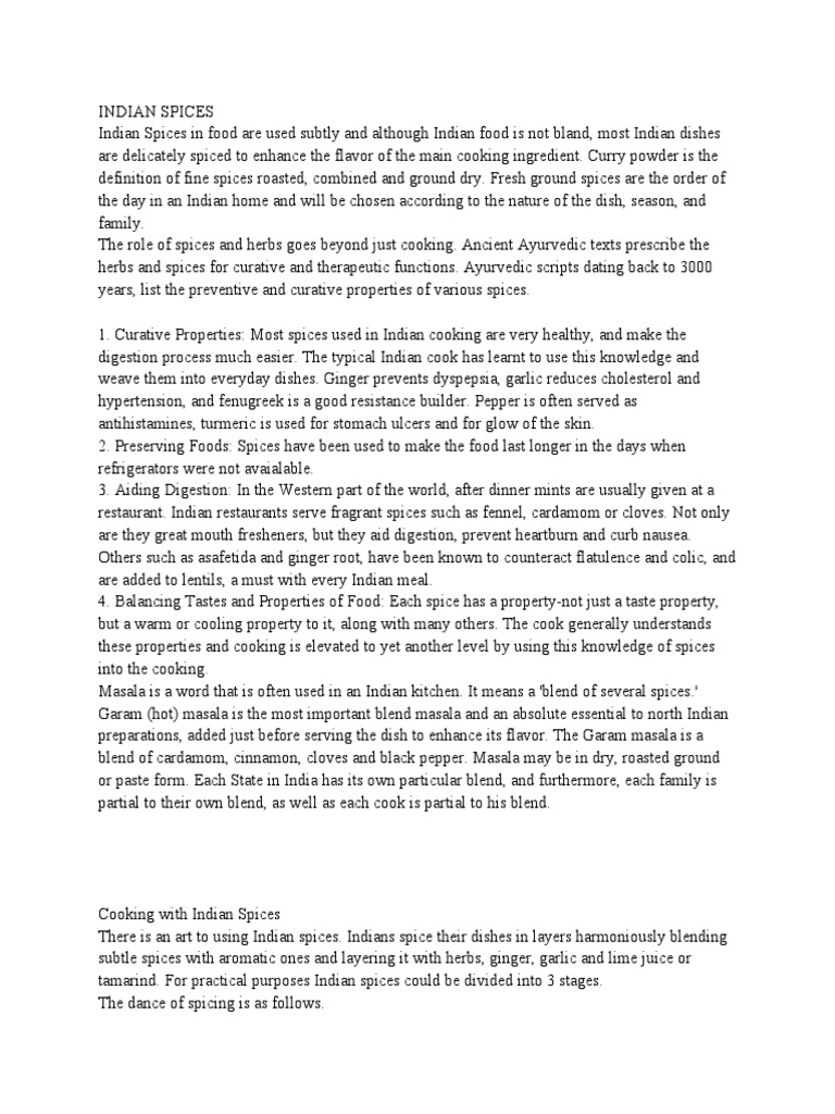 Indian Spices PDF Curry Spice