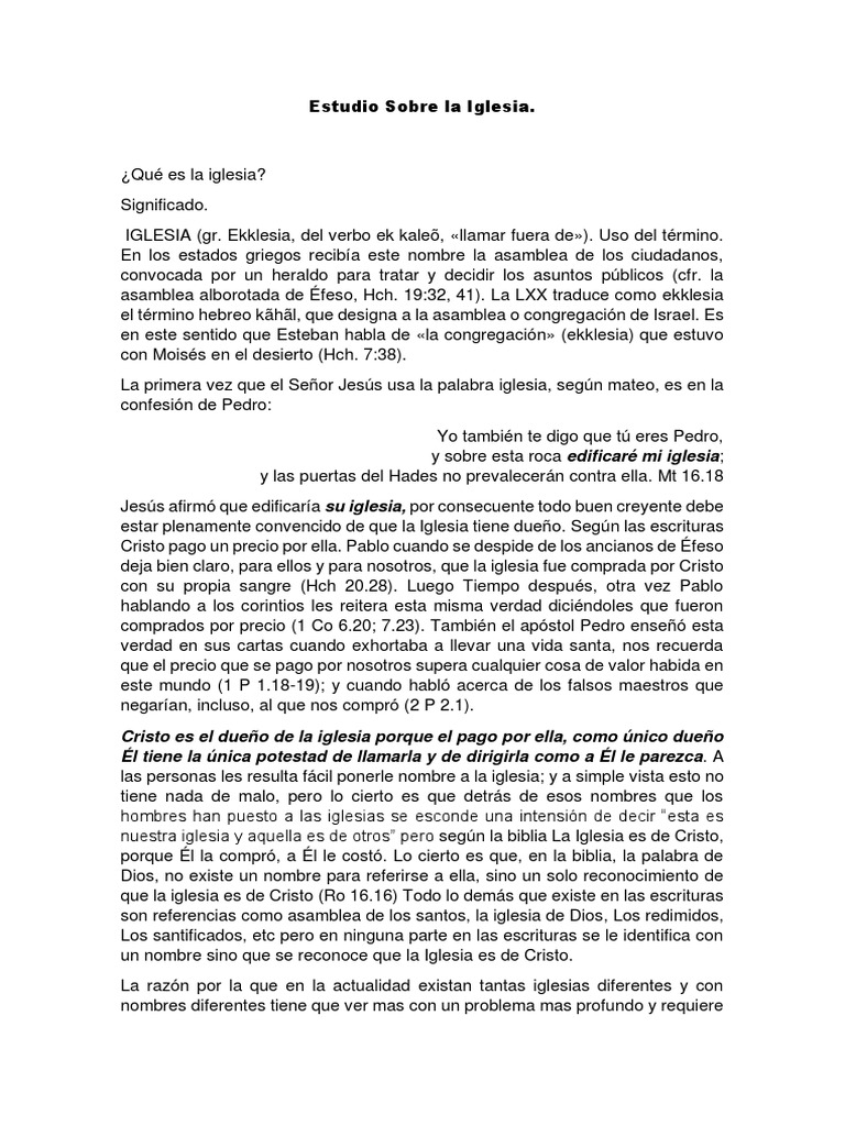 Estudio sobre la Iglesia y su Significado | PDF | Iglesia cristiana ...