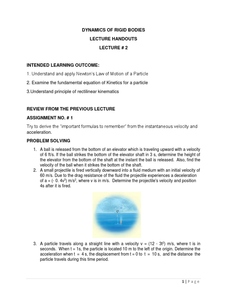 Dynamics of Rigid Bodies-Lecture 2-1 | PDF | Velocity | Acceleration