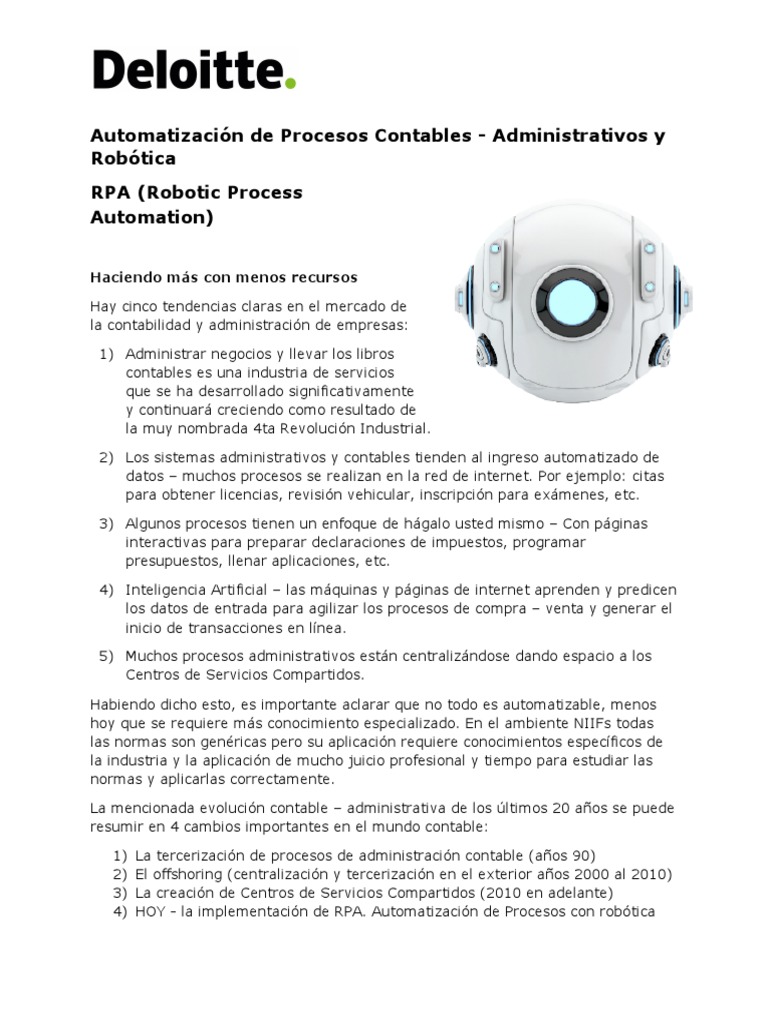Automatización de Procesos Administrativos y Robótica RPA | PDF | Robot ...