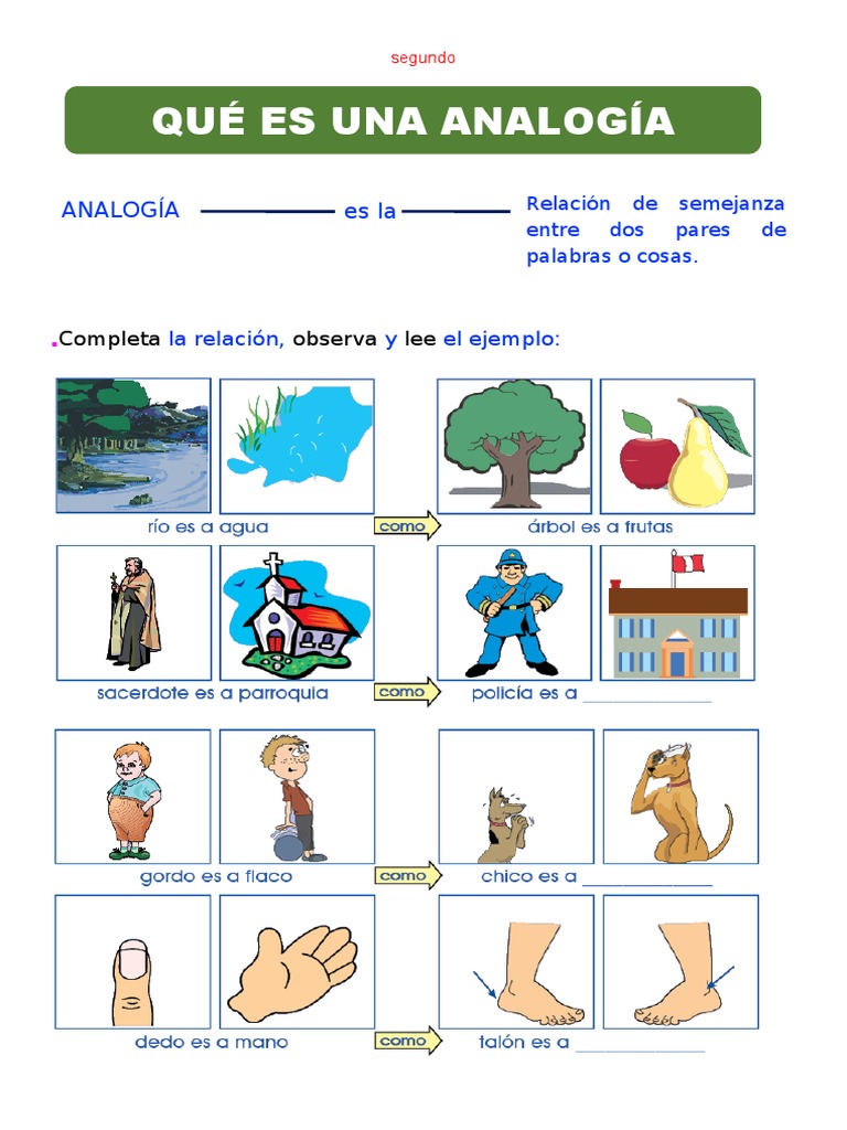Qué Es Una Analogía para Segundo Grado de Primaria PDF Sintaxis