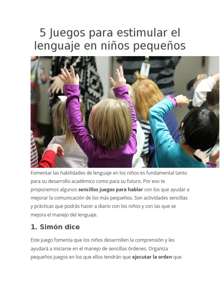 Juegos para estimular el lenguaje infantil | PDF | Idiomas
