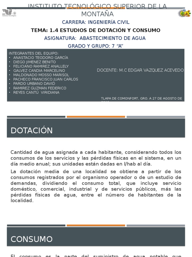 Estudio de Dotación y Consumo de Agua | PDF | Consumo (economía) | Agua