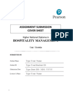 Hospitality Management: Assignment Submission Cover Sheet
