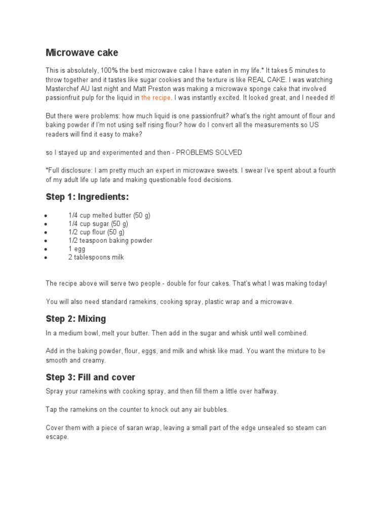 Microwave Cake Step 1 Ingredients PDF