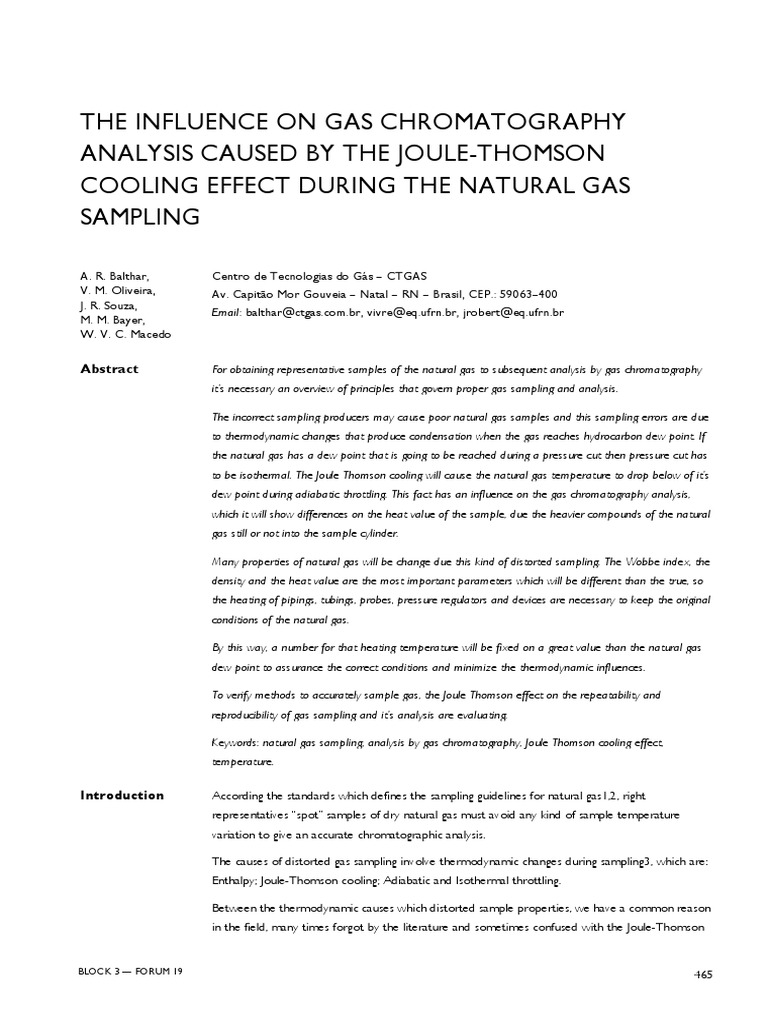 The Influence On Gas Chromatography Analysis Caused by The Joule
