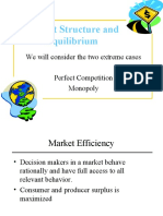 Market Structure and Equilibrium: We Will Consider The Two Extreme Cases Perfect Competition Monopoly