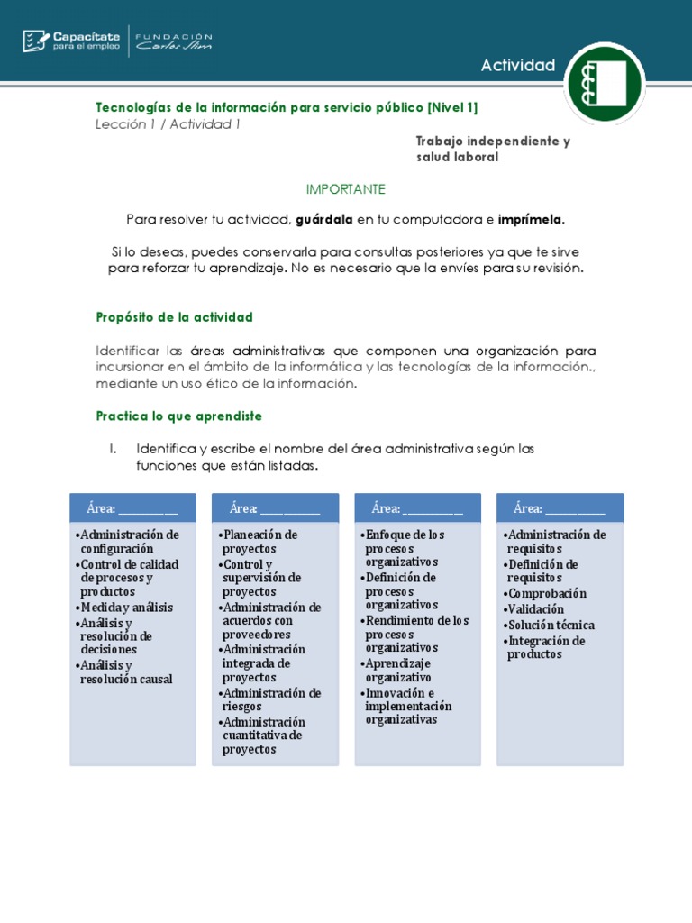 TICS Nivel 1 Actividad 1 | PDF | Tecnología de información y ...