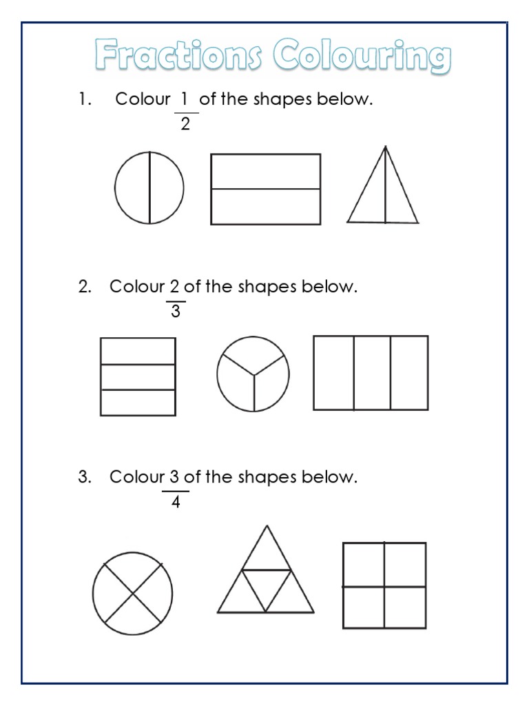 Fractions - Colouring 1 | PDF