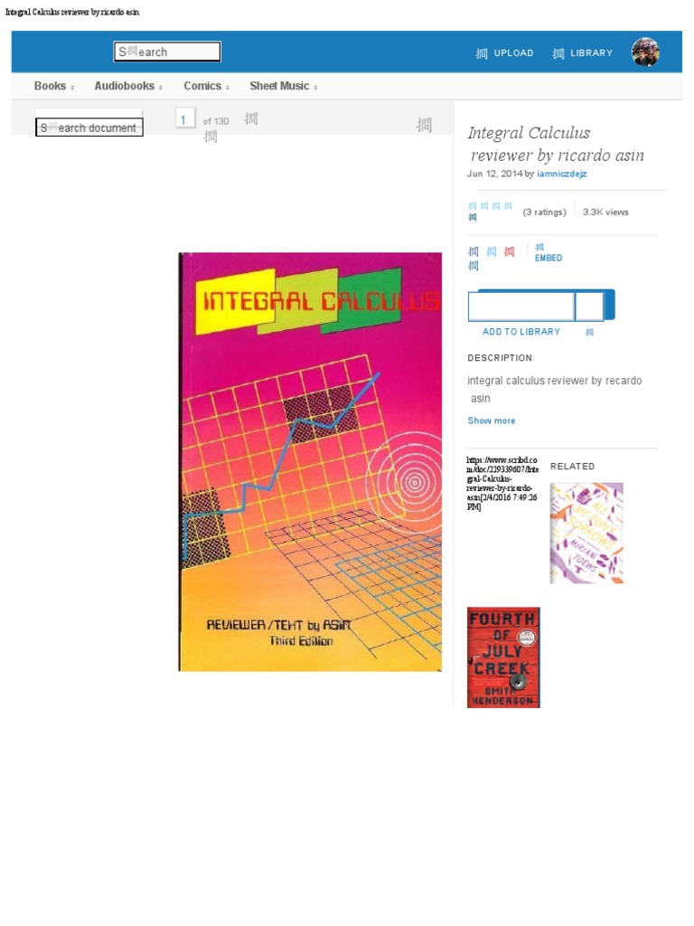 Integral calculus reviewer by ricardo asin pdf