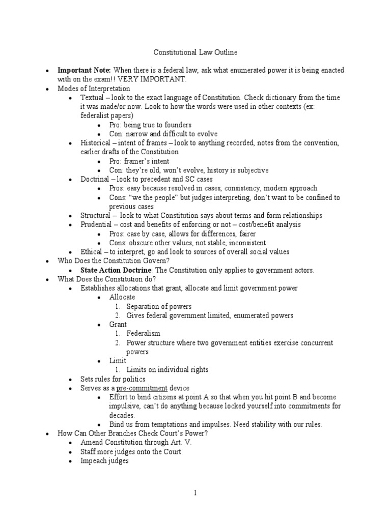 Constitutional Law Outline | PDF | Commerce Clause | Article Three Of ...