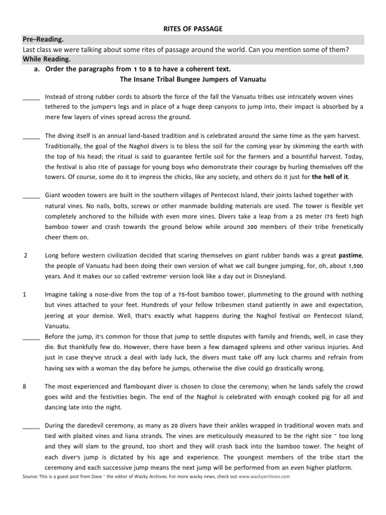 Rites of Passage PDF | PDF