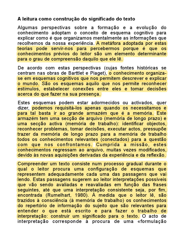 A Leitura Como Construção Do Significado Do Texto | PDF | Conhecimento ...