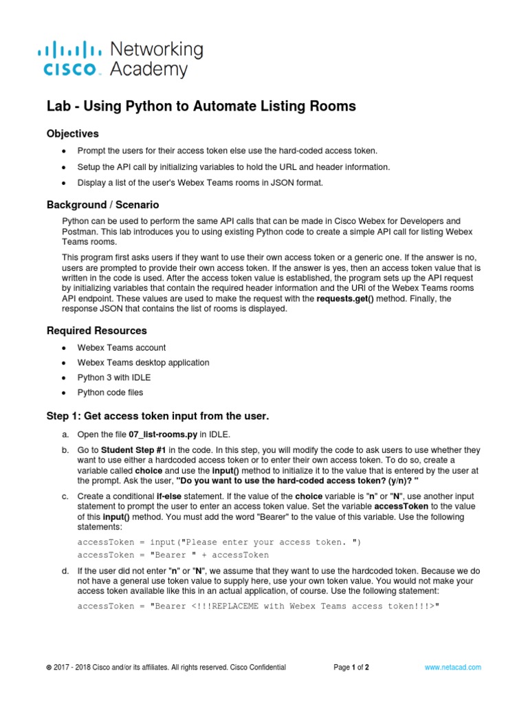 Automating Webex Teams Room Listings | PDF | Application Programming ...