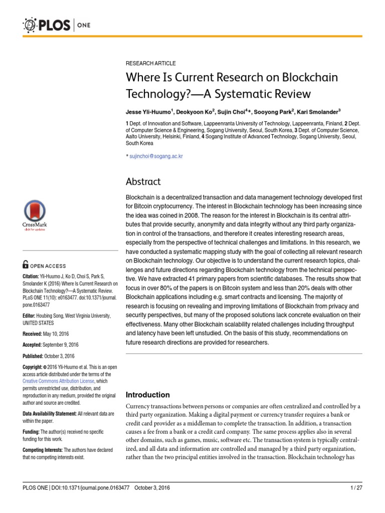 Where Is Current Research On Blockchain Technology?-A Systematic Review ...