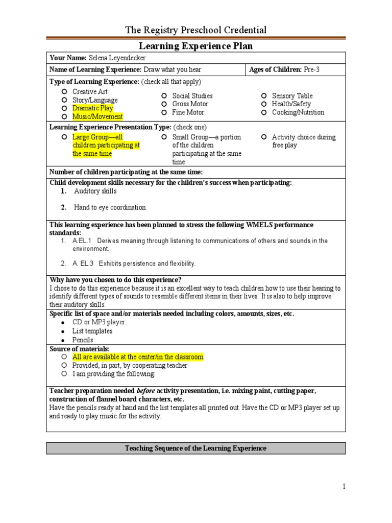 Auditory Skills Through Drawing Activity | PDF | Sound | Experience