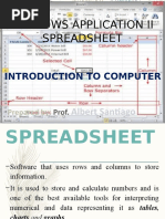 Windows Application Ii Spreadsheet: Introduction To Computer