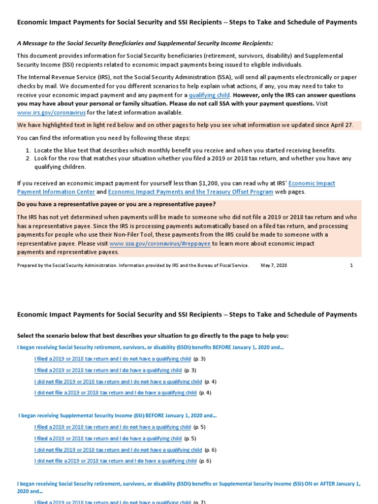 Economic Impact Payments For Social Security and Ssi Recipients PDF