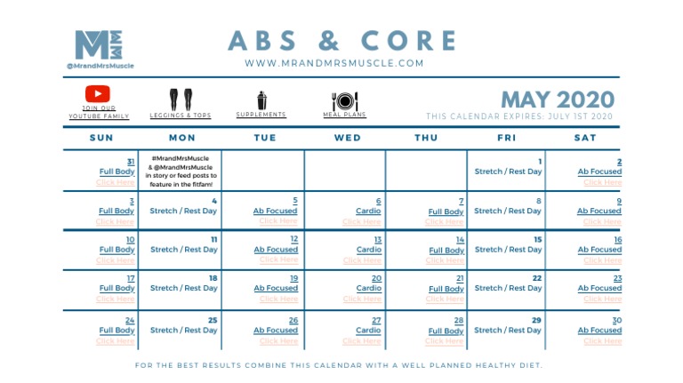 Weekly Fitness Workout Calendar | PDF | Determinants Of Health ...