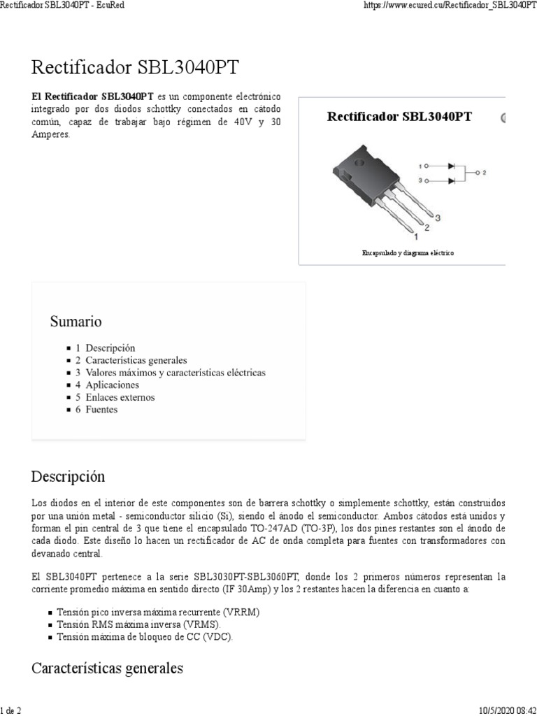 SBL3040PT | PDF | Rectificador | Diodo