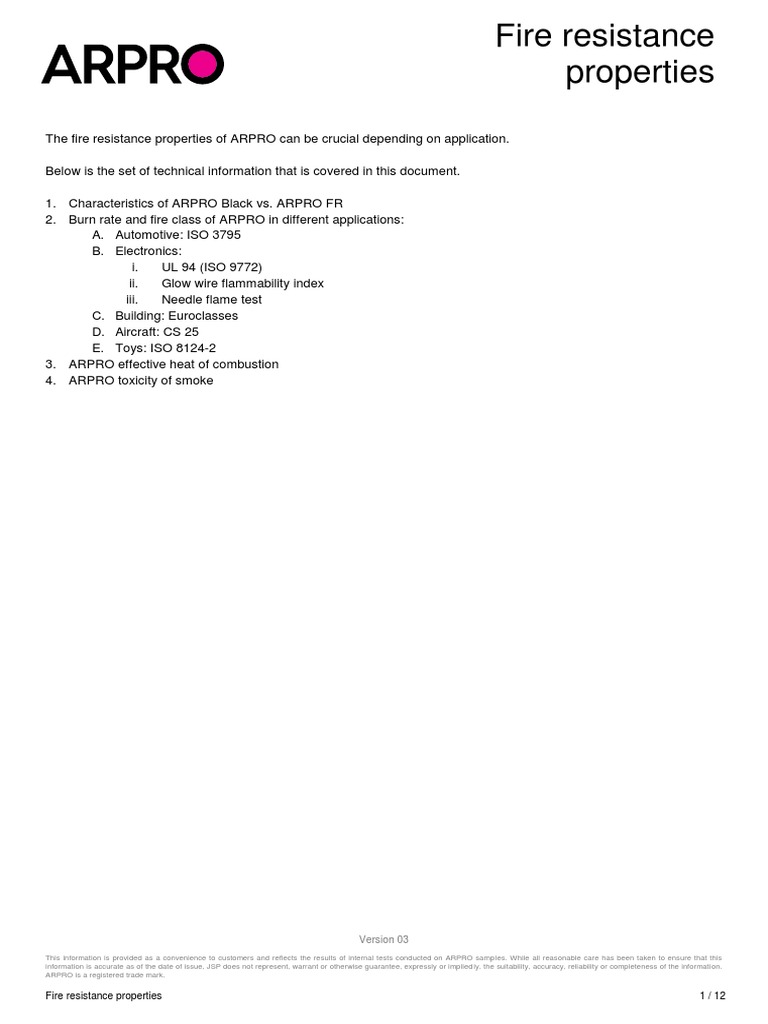 ARPRO 4135 FR Fire Resistance Overview | PDF | Fires | Combustion