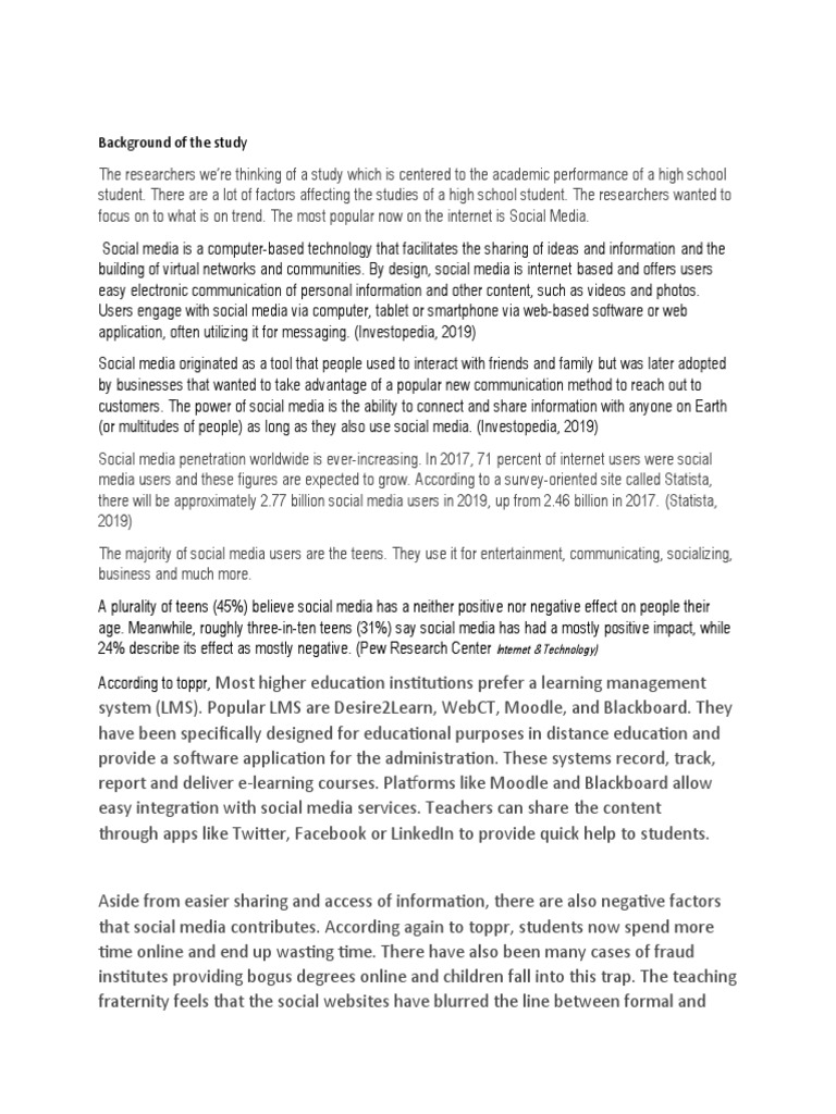 Background of The Study | PDF | Social Media | Popular Culture & Media ...