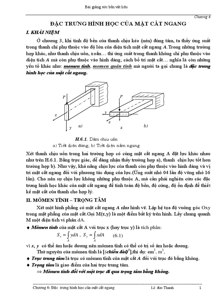 CHƯƠNG 6. ĐẶC TRƯNG HÌNH HỌC CỦA MẶT CẮT NGANG | PDF