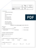 I Avaliação Língua Portuguesa - 3° Bimestre