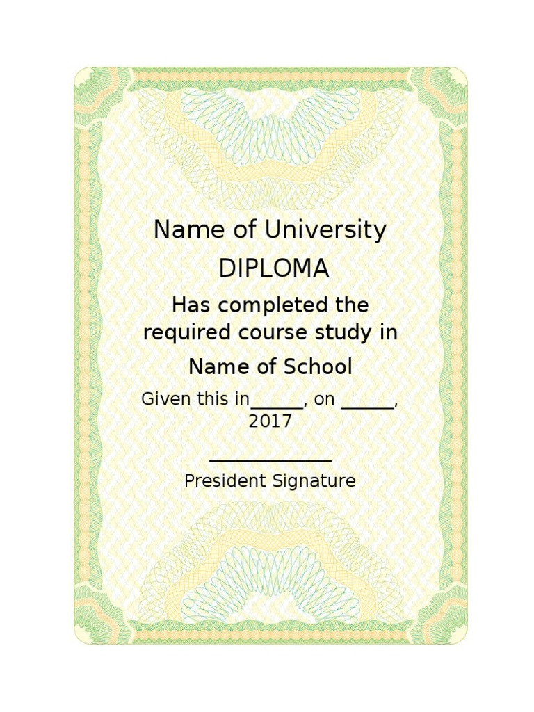 University Diploma Certificate Template | PDF