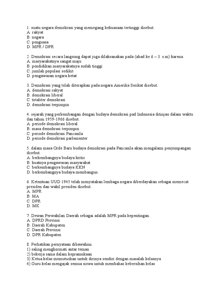 8 Pkn Soal