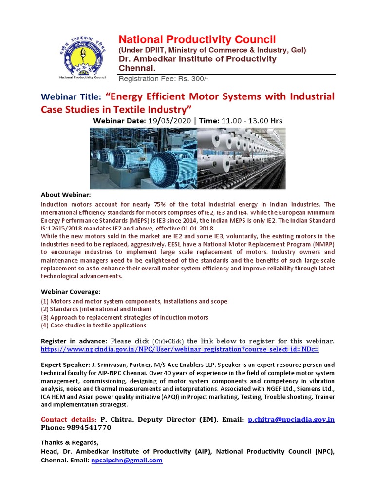 Energy Efficient Motors Webinar | PDF | Economies | Business