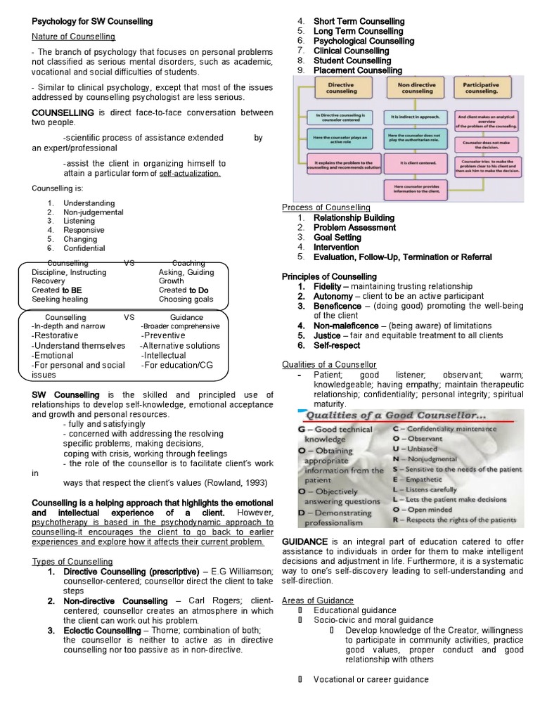 Psychology for SW Counselling | PDF | Psychotherapy | School Counselor