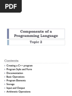 CSC425 Topic 2 Components of A Programming Language