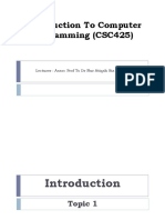 CSC425 Topic 1 Introduction
