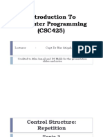 CSC425 Topic 3 Control Structure II