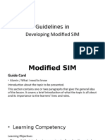 Guidelines in Developing Modified SIM