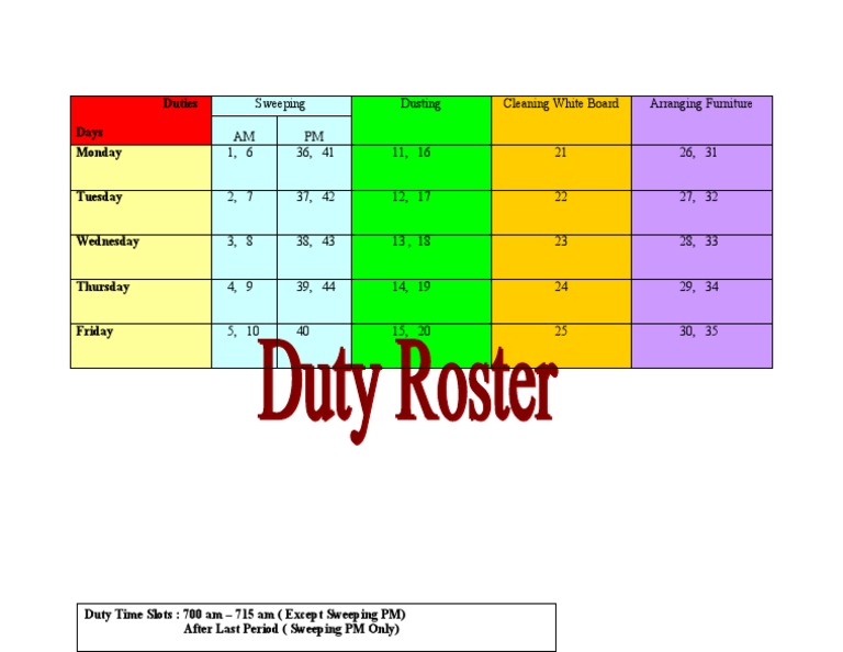Duty Roster | PDF